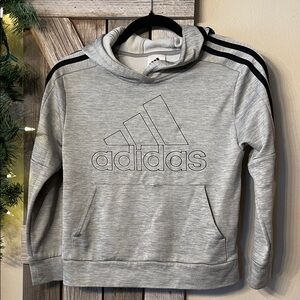Adidas Heather Gray Hoodie with Black Accents